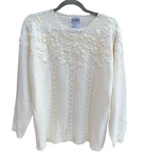 KORET Vintage Winter Bedazzled Christmas Holiday Sweater Long Sleeve Knit